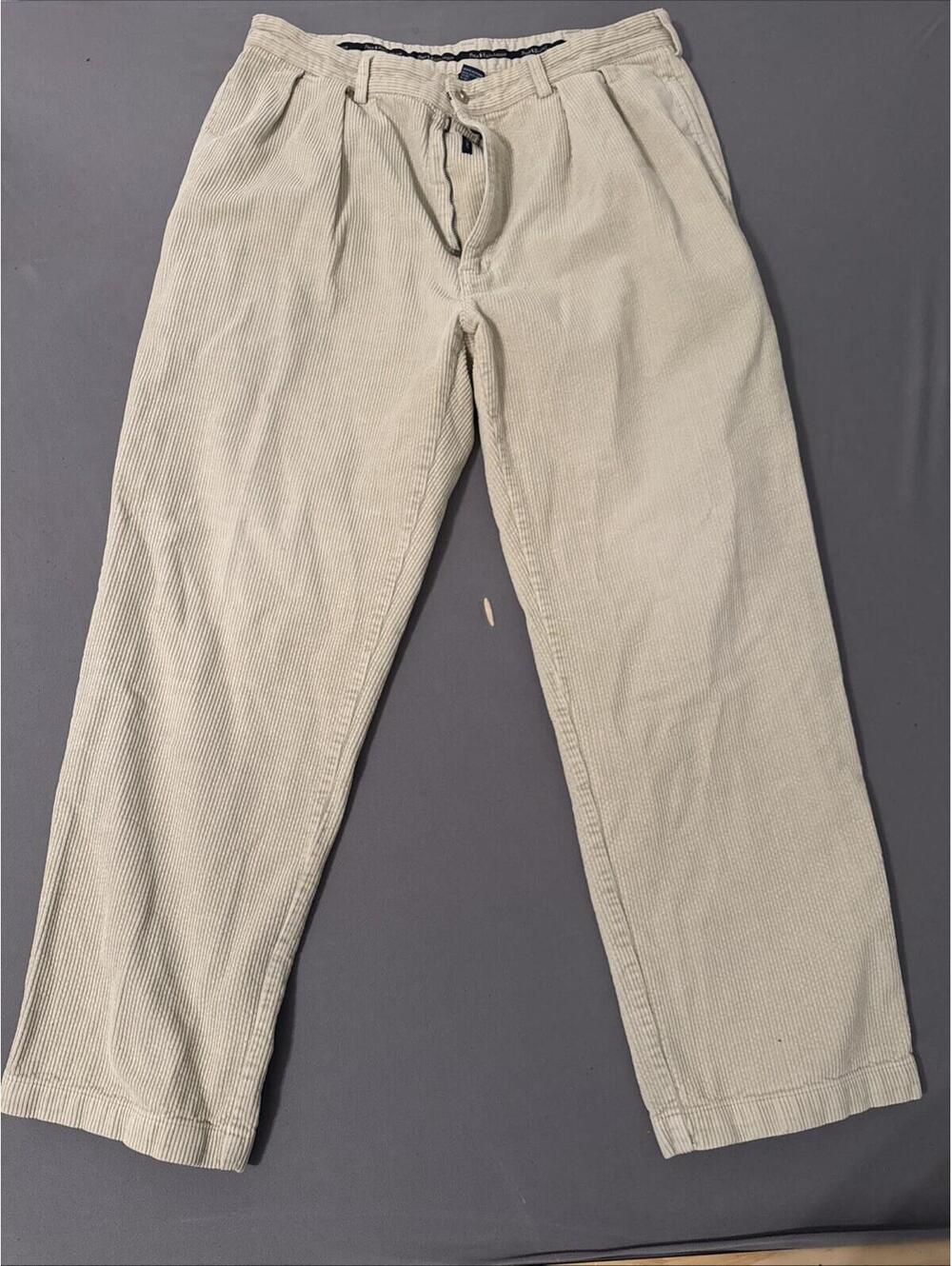 Polo Ralph Lauren Mens Pleated Front Corduroy Pants khaki Size 38X32 Andrew